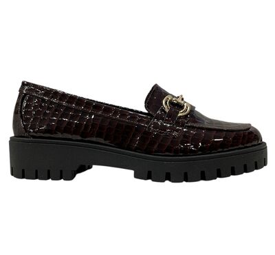 Παπούτσια OXFORD ZIZEL 827 Mπορντο Κροκό Λουστρίνι
