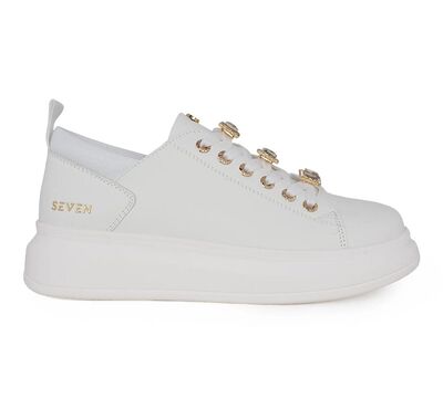 Γυναικεία Sneakers Seven SVN 66-22WEX105A 225 ΛΕΥΚΟ ΧΡΥΣΟ ΣΤΡΑΣ