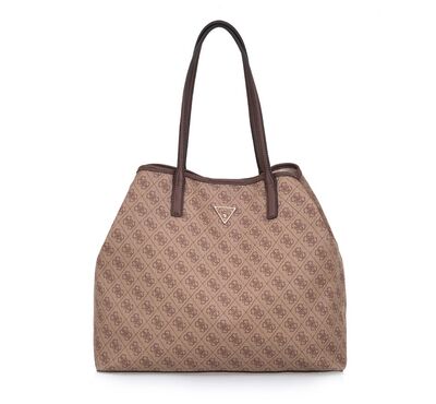 Γυναικεία Tσάντα GUESS VICTTORIA Large 2 in 1 Tote ESG951429 LATTE LOGO BROWN