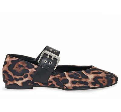 Γυναικείες Μπαλαρίνες  Seven V120A96014N8 ΛΕΟΠΑΡ ΣΑΤΕΝ ΜΑΥΡΟ