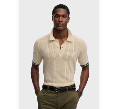 ΜΠΛΟΥΖΑ ΑΝΔΡΙΚΟ SUPERDRY  D2 STUD KNITTED TEXTURE S/S POLO M1110458A BEIGE