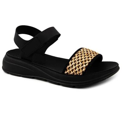 Ανατομικά Σανδάλια Fantasy June S801 BLACK RAFFIA
