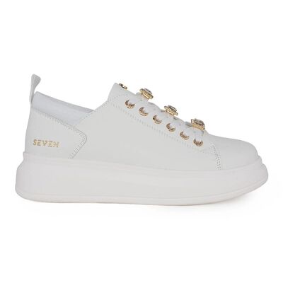 Γυναικεία Sneakers Seven SVN 66-22WEX105A 225 ΛΕΥΚΟ ΧΡΥΣΟ ΣΤΡΑΣ