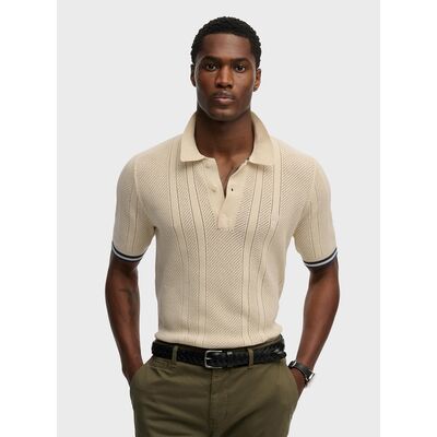 ΜΠΛΟΥΖΑ ΑΝΔΡΙΚΟ SUPERDRY  D2 STUD KNITTED TEXTURE S/S POLO M1110458A BEIGE