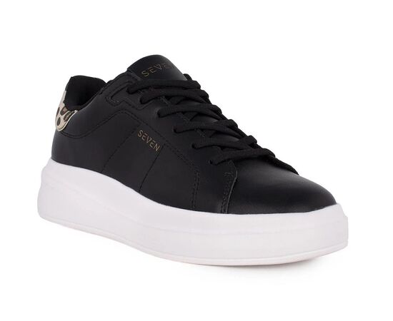Γυναικεία Sneakers Seven 24SC161-W 161 ΜΑΥΡΟ ΛΕΟΠΑΡ CANVAS