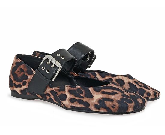 Γυναικείες Μπαλαρίνες  Seven V120A96014N8 ΛΕΟΠΑΡ ΣΑΤΕΝ ΜΑΥΡΟ