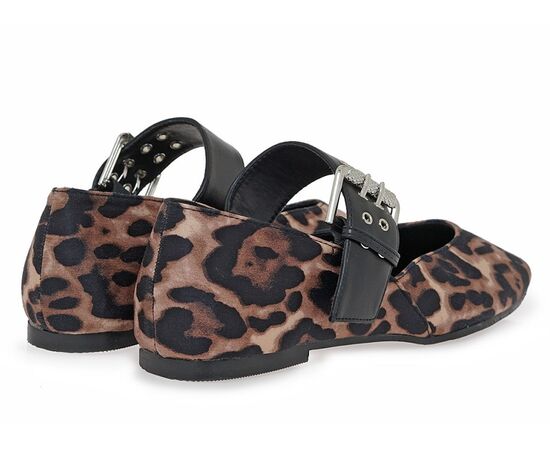 Γυναικείες Μπαλαρίνες  Seven V120A96014N8 ΛΕΟΠΑΡ ΣΑΤΕΝ ΜΑΥΡΟ