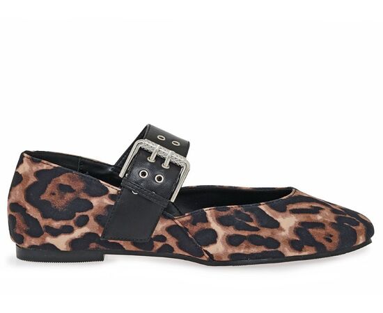 Γυναικείες Μπαλαρίνες  Seven V120A96014N8 ΛΕΟΠΑΡ ΣΑΤΕΝ ΜΑΥΡΟ