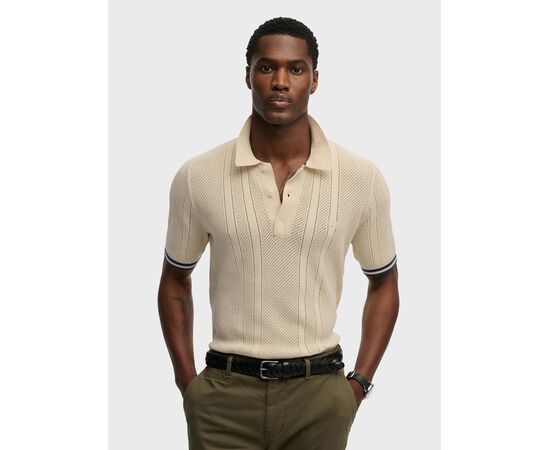 ΜΠΛΟΥΖΑ ΑΝΔΡΙΚΟ SUPERDRY  D2 STUD KNITTED TEXTURE S/S POLO M1110458A BEIGE