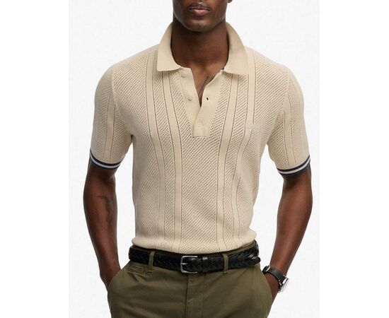 ΜΠΛΟΥΖΑ ΑΝΔΡΙΚΟ SUPERDRY  D2 STUD KNITTED TEXTURE S/S POLO M1110458A BEIGE