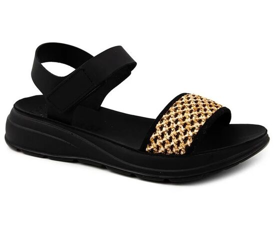Ανατομικά Σανδάλια Fantasy June S801 BLACK RAFFIA